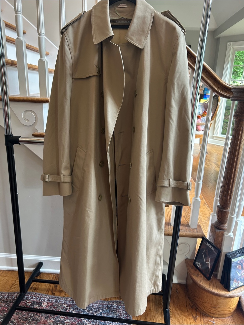Vintage Like New Oleg Cassini Classic Tan Trench Coat w/ Removable Liner 42 Long